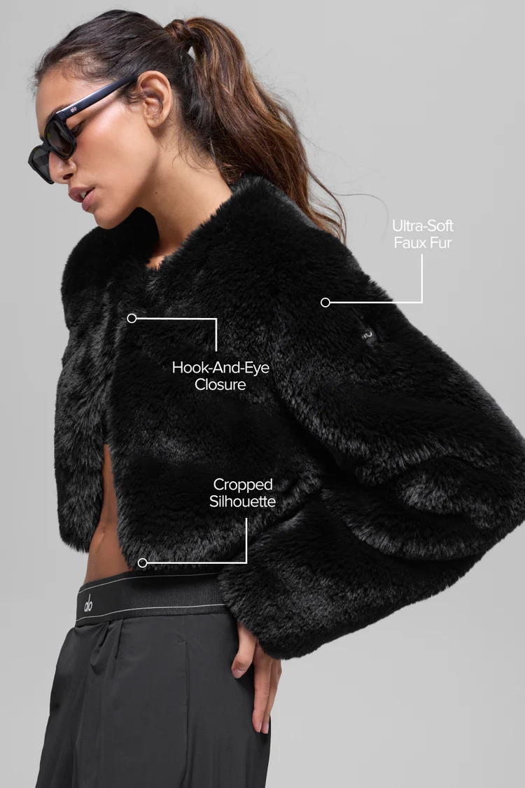 Faux Fur Chic Cropped Jacket_Black