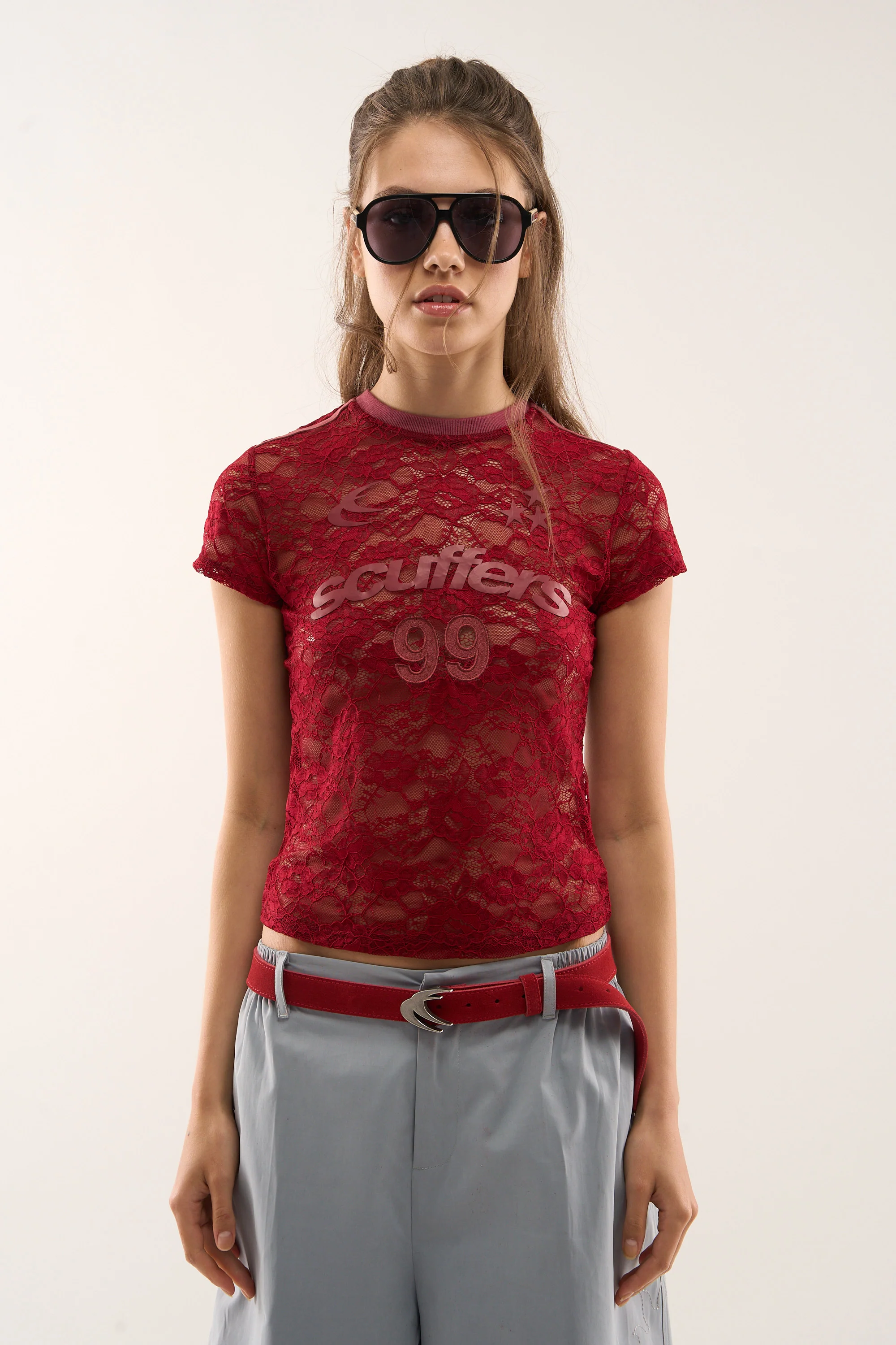 99 Lace Burgundy Top