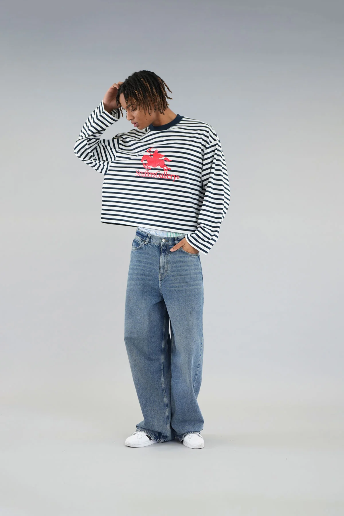 Emblem Striped Navy Longsleeve