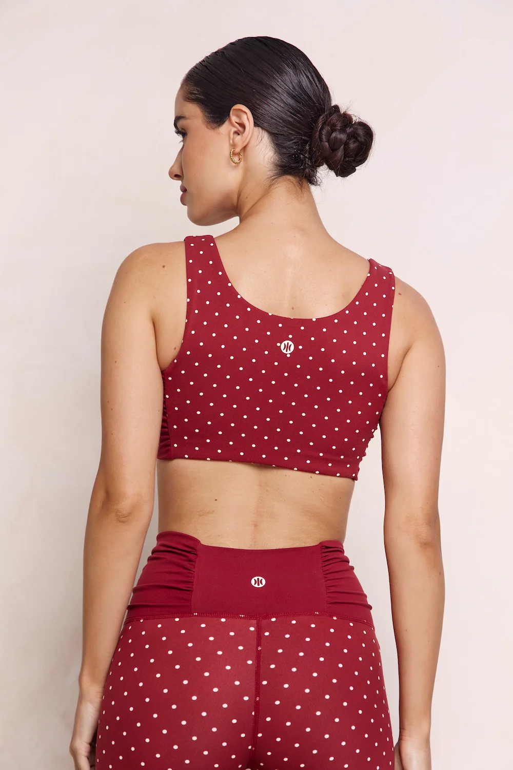 Astoria LUXE BALANCE Ruched Sports Crop - Merlot Polka