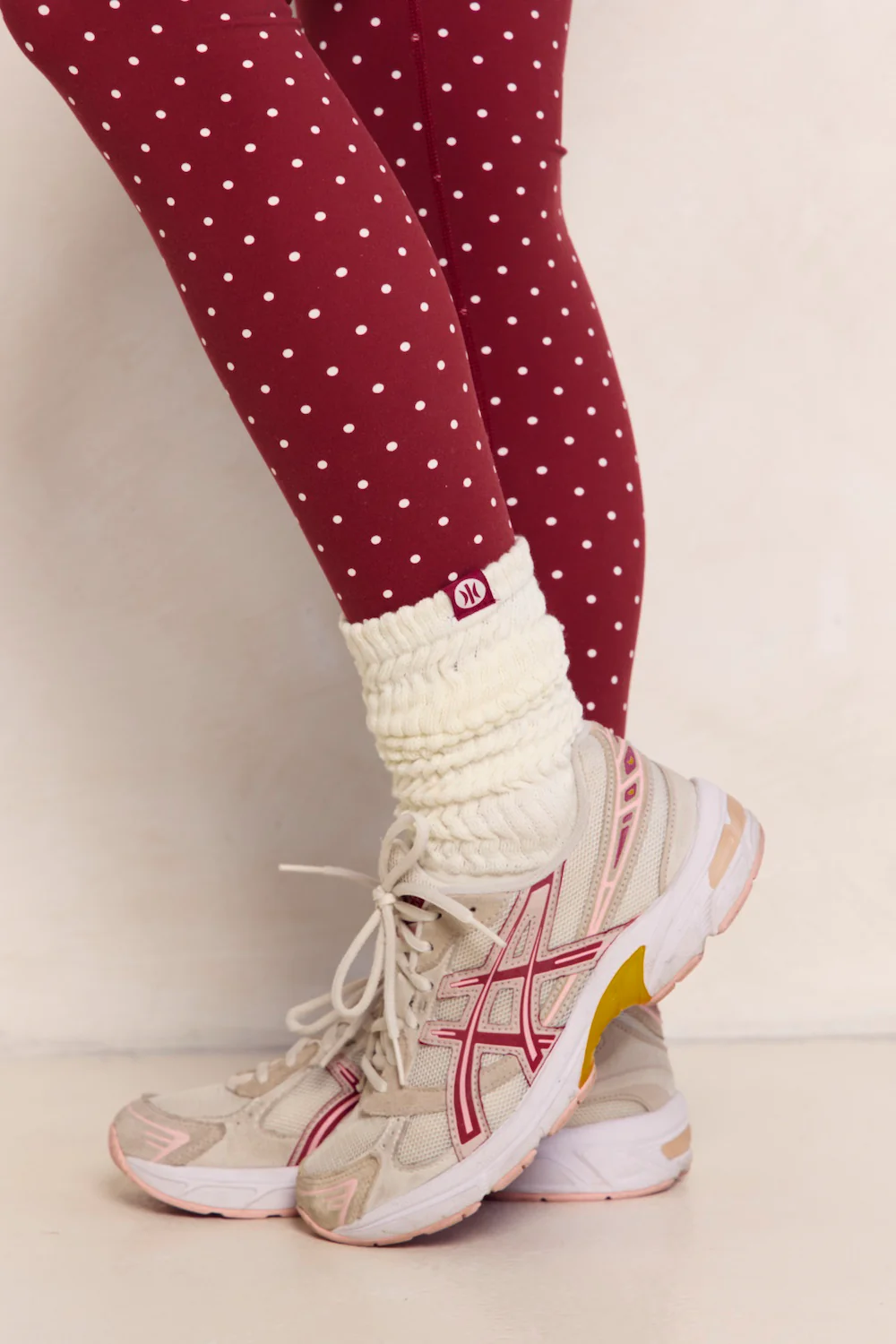 Astoria Ruched Socks  - Merlot/Cream