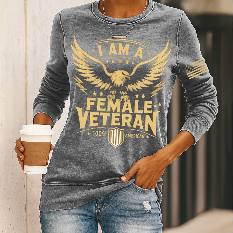 Female Veterans Print Long Sleeve Sweatshirt
