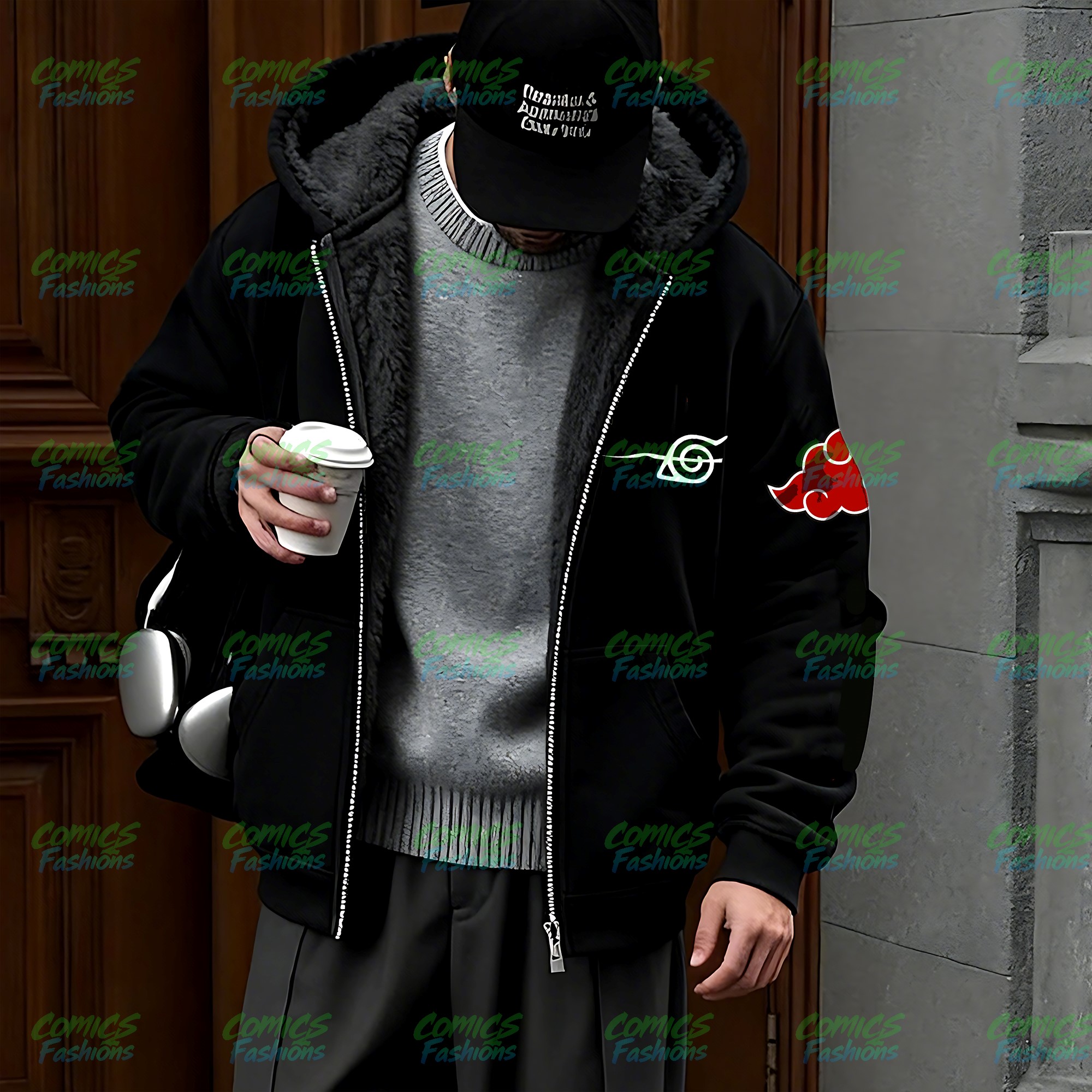 Unisex Graphic Streetwear Vintage Zipper Cardigan Plush Hoodie