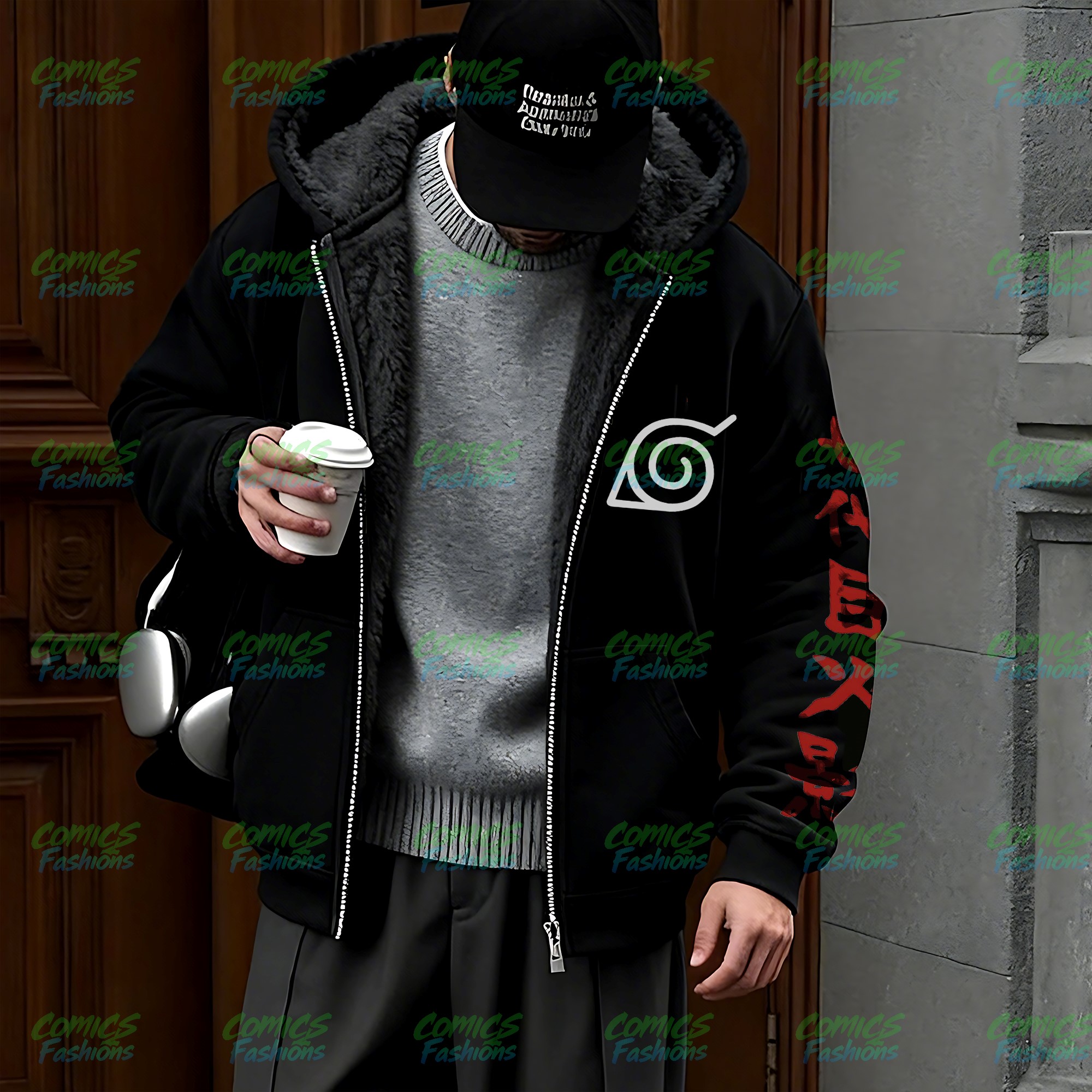 Unisex Graphic Streetwear Vintage Zipper Cardigan Plush Hoodie