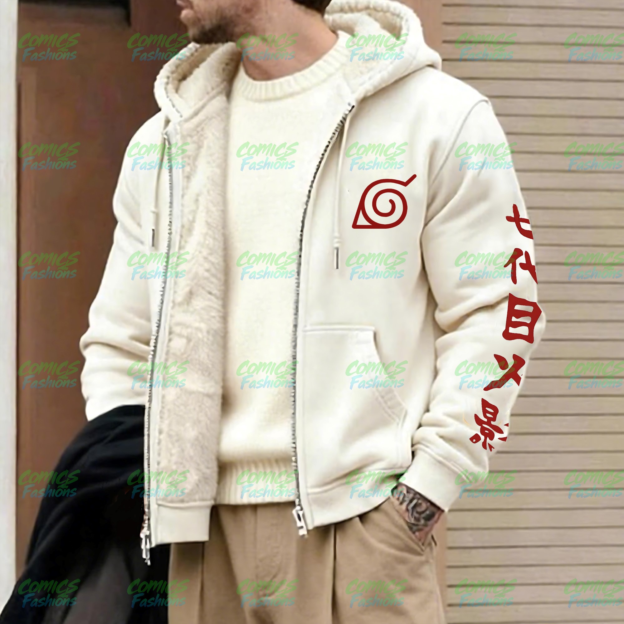 Unisex Graphic Streetwear Vintage Zipper Cardigan Plush Hoodie