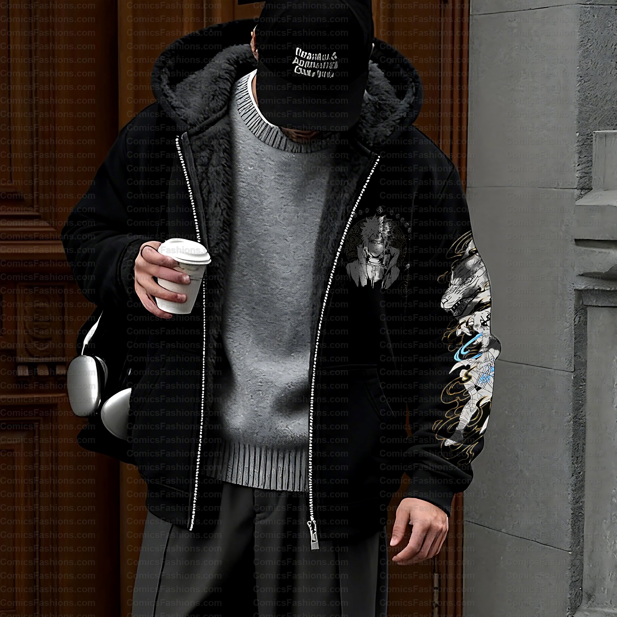 Unisex Graphic Streetwear Vintage Zipper Cardigan Plush Hoodie