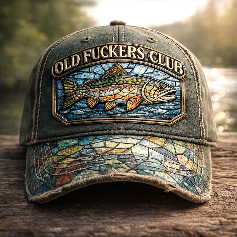 Old Club And Fish Print Casual Hat