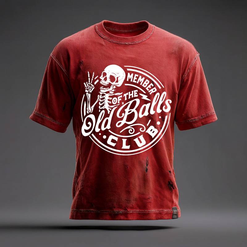 Men's Retro Funny Old Man Club Print Casual Short-Sleeved T-shirt