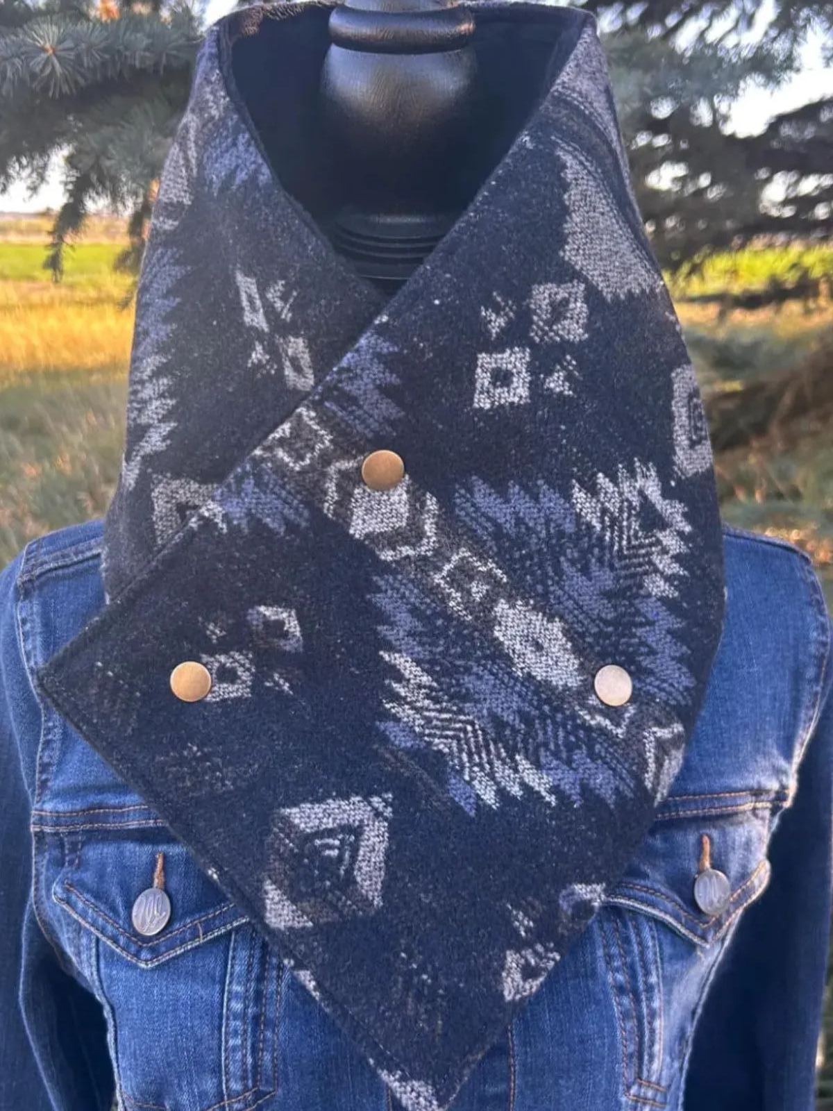 Western Cowboy Aztec Warm Neck Hood