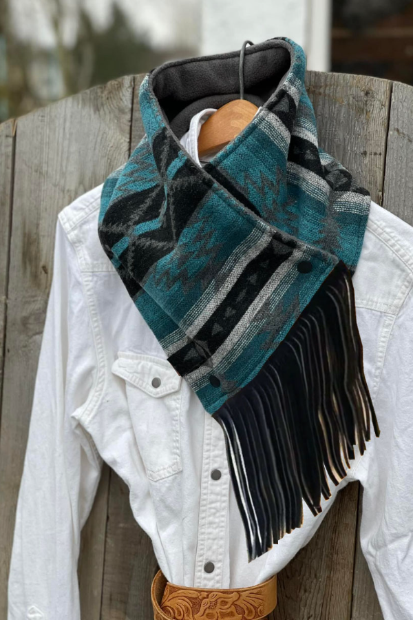 Women's Western Fringed Scarf - Aztec Pattern