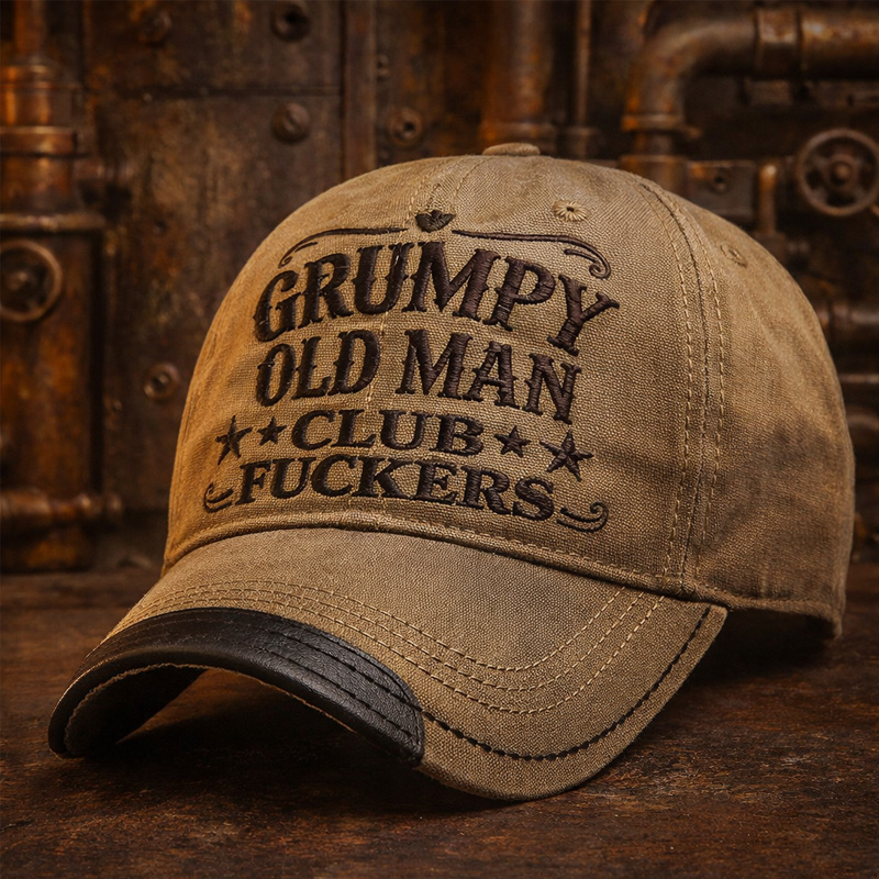 Funny Retro Old Man Club Print Casual Hat