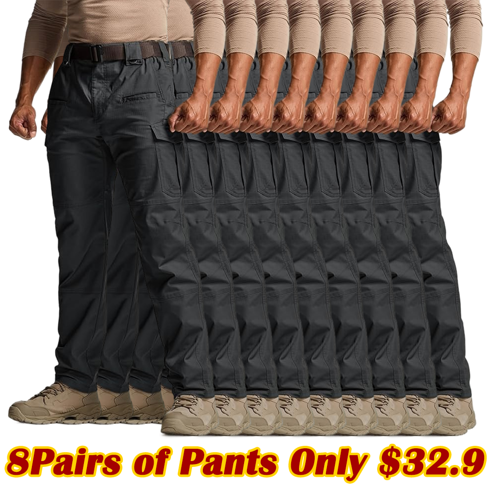 Men's Flex Stretch Tactical Pants, Water Resistant Ripstop Cargo Pants