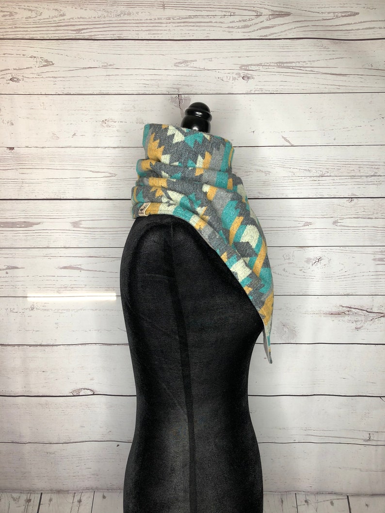 Turquoise Western Aztec Warm Neck Hood