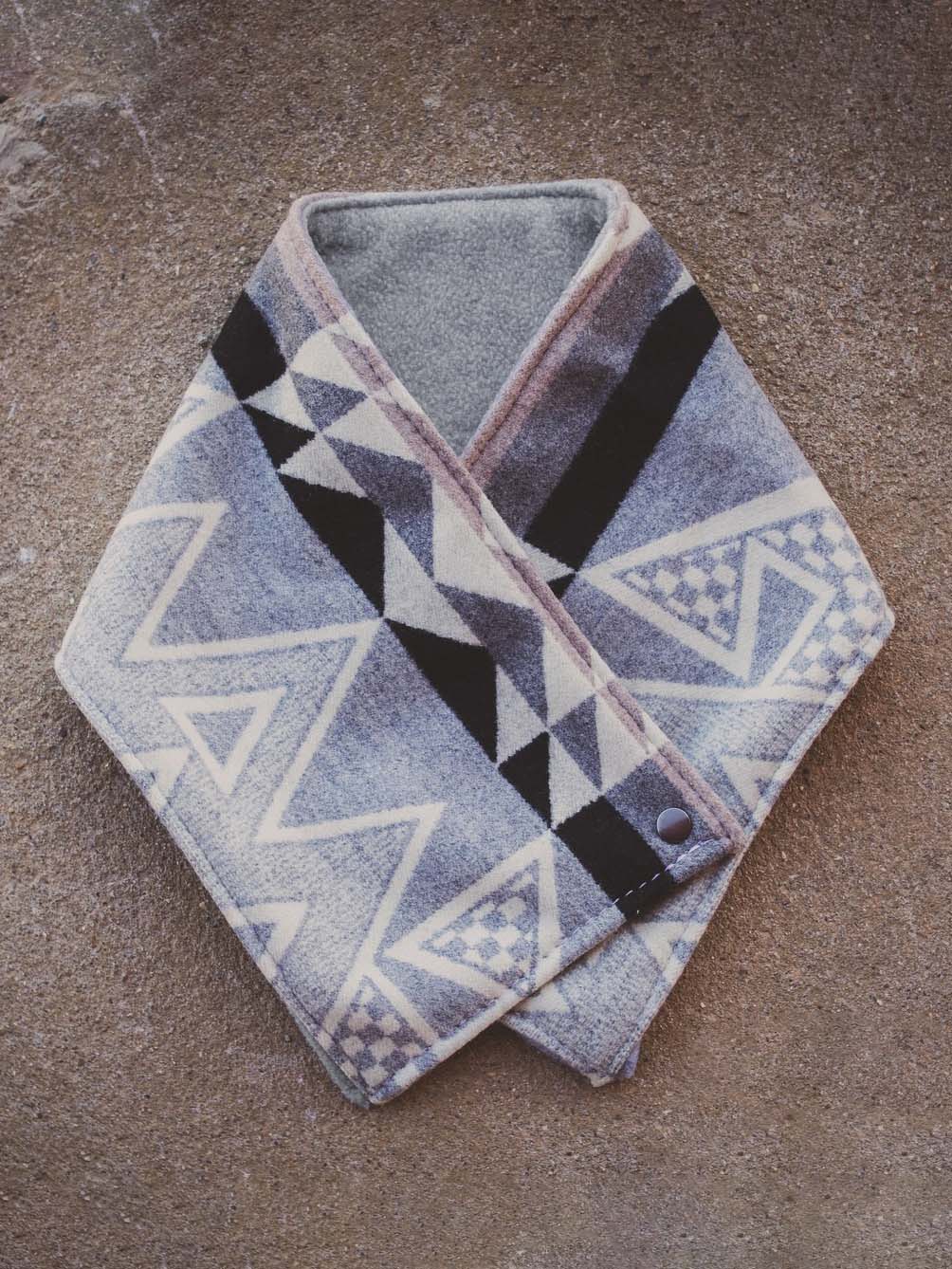 Western Blue Gray Aztec Warm Neck Hood