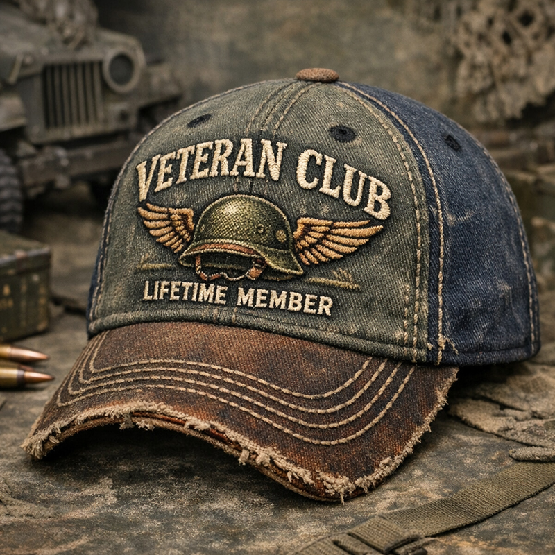 Veteran Club Retro Print Casual Hat