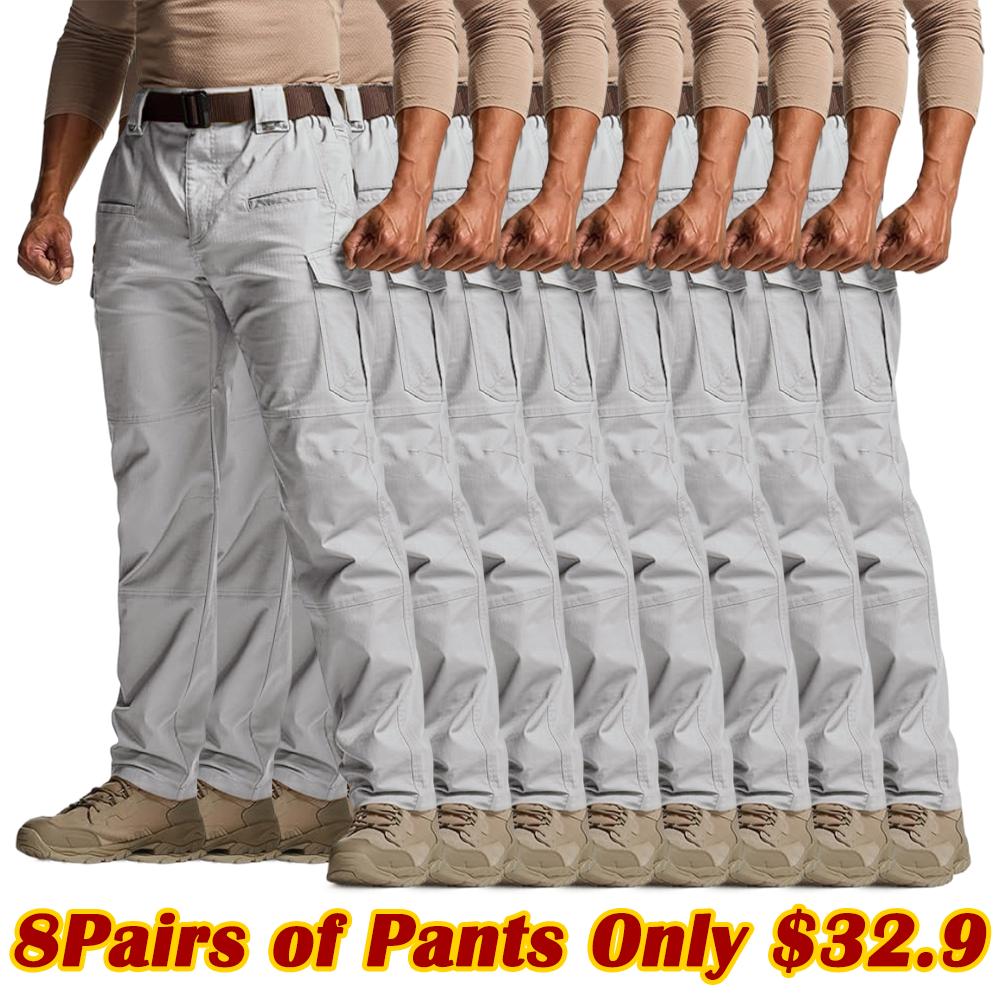Men's Flex Stretch Tactical Pants, Water Resistant Ripstop Cargo Pants