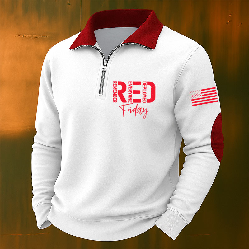 Men's Red Friday Casual Zipper Sweatshirt