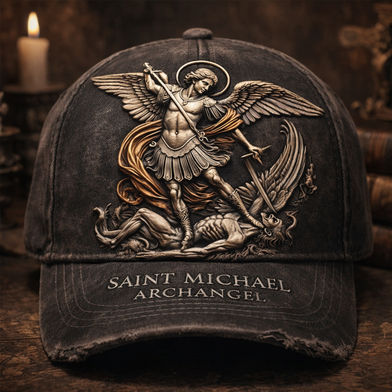 Retro St. Michael The Archangel Print Casual Hat