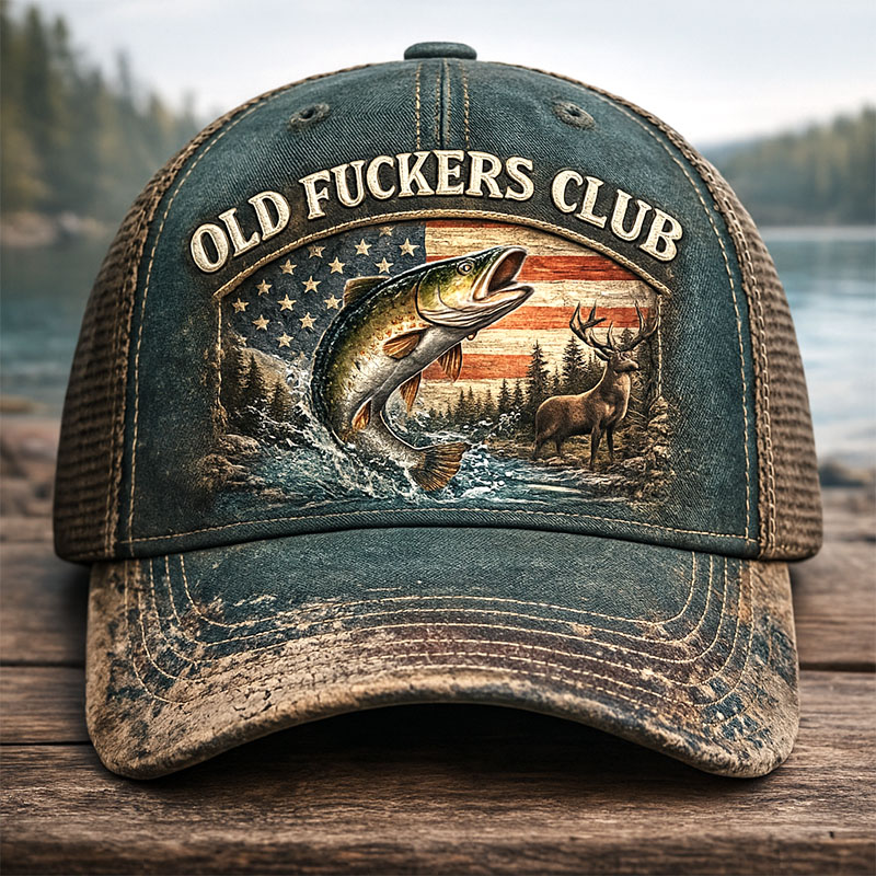 Old Club And Fish Print Casual Hat
