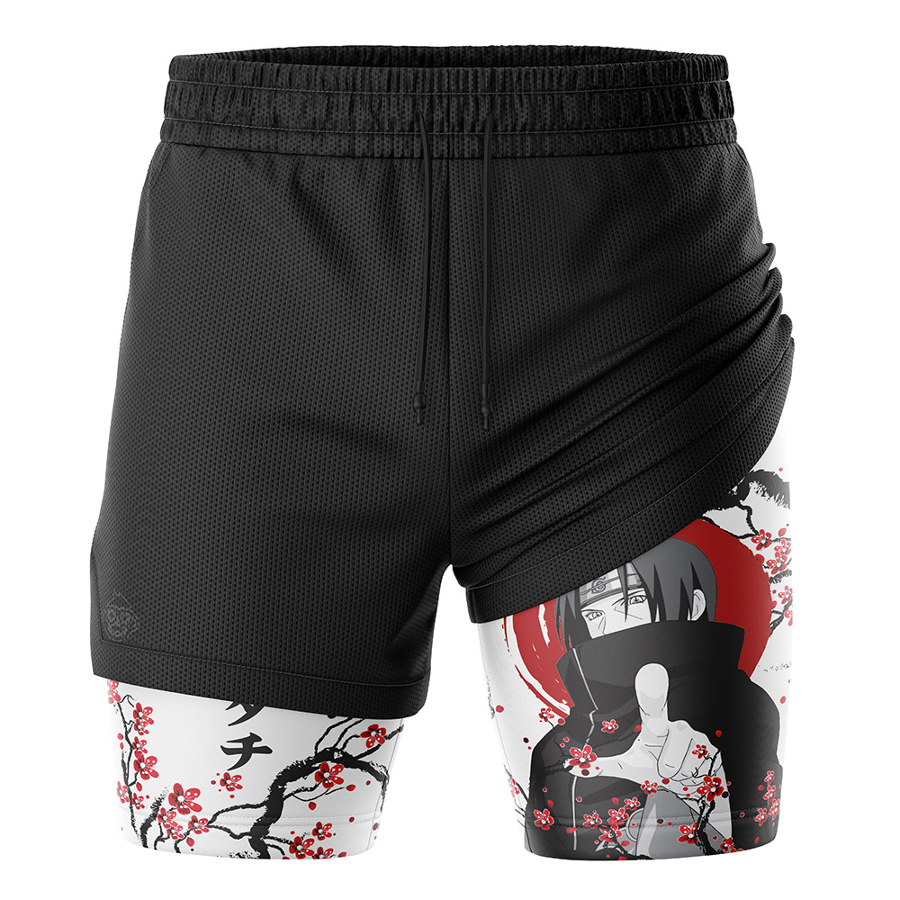 Itachi Uchiha Cherry Blossom Shippuden 2-in-1 Performance Shorts