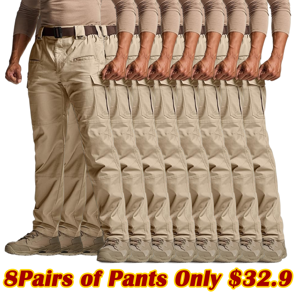 Men's Flex Stretch Tactical Pants, Water Resistant Ripstop Cargo Pants