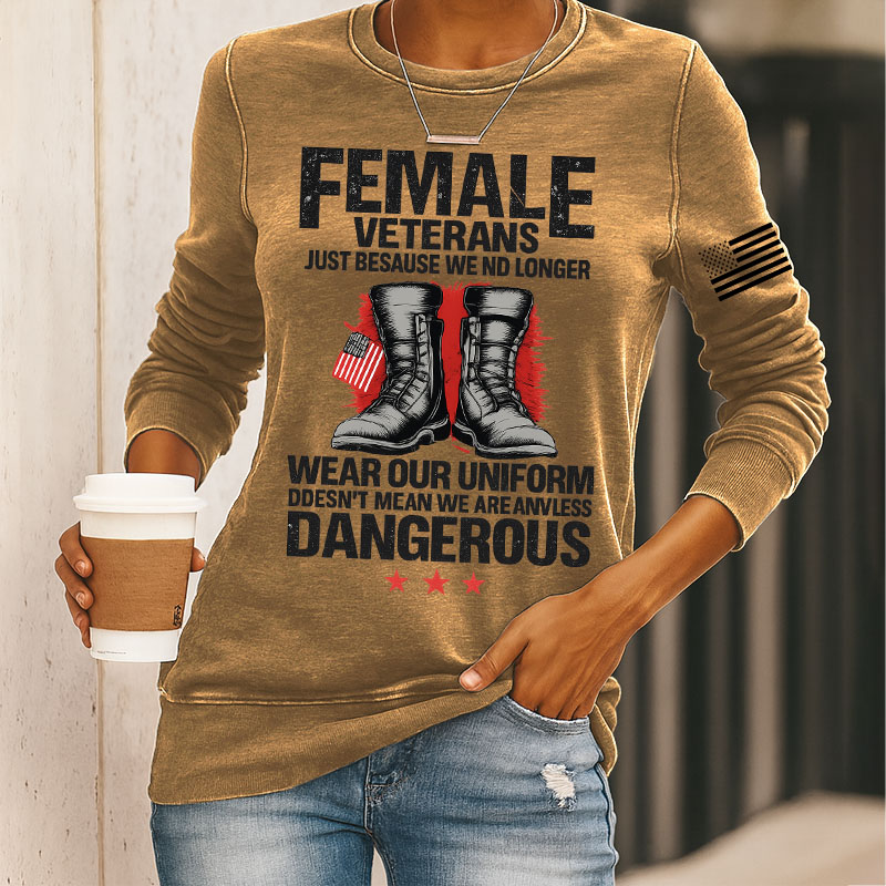 Female Veterans Print Long Sleeve Sweatshirt