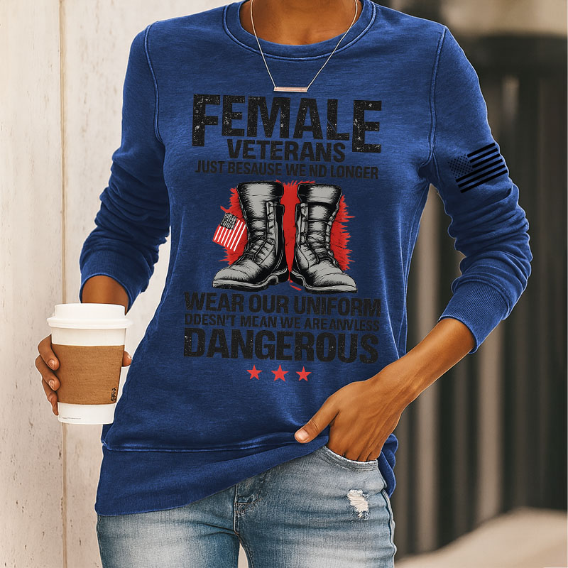 Female Veterans Print Long Sleeve Sweatshirt