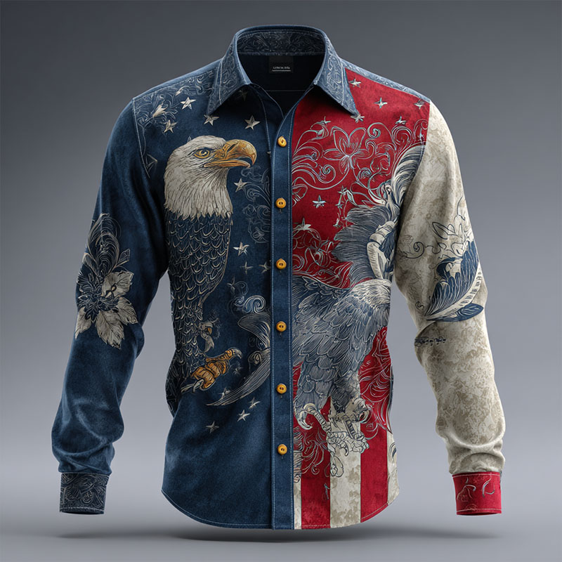 US 250th Anniversary Art Casual Short Sleeve Cotton and Linen Shirt