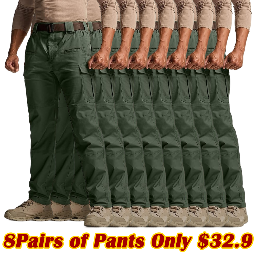 Men's Flex Stretch Tactical Pants, Water Resistant Ripstop Cargo Pants