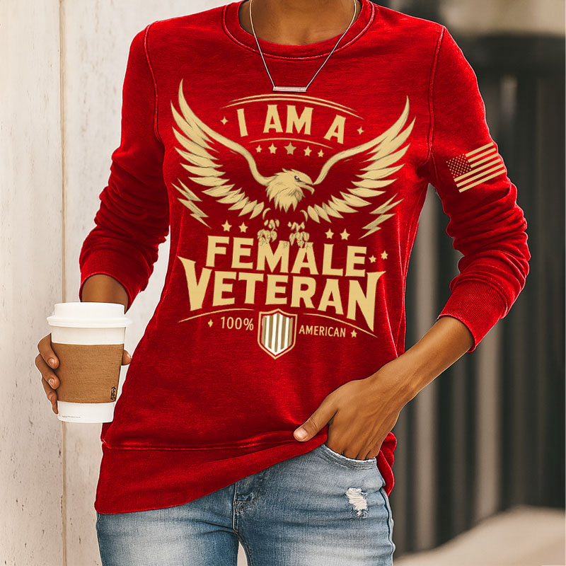 Female Veterans Print Long Sleeve Sweatshirt
