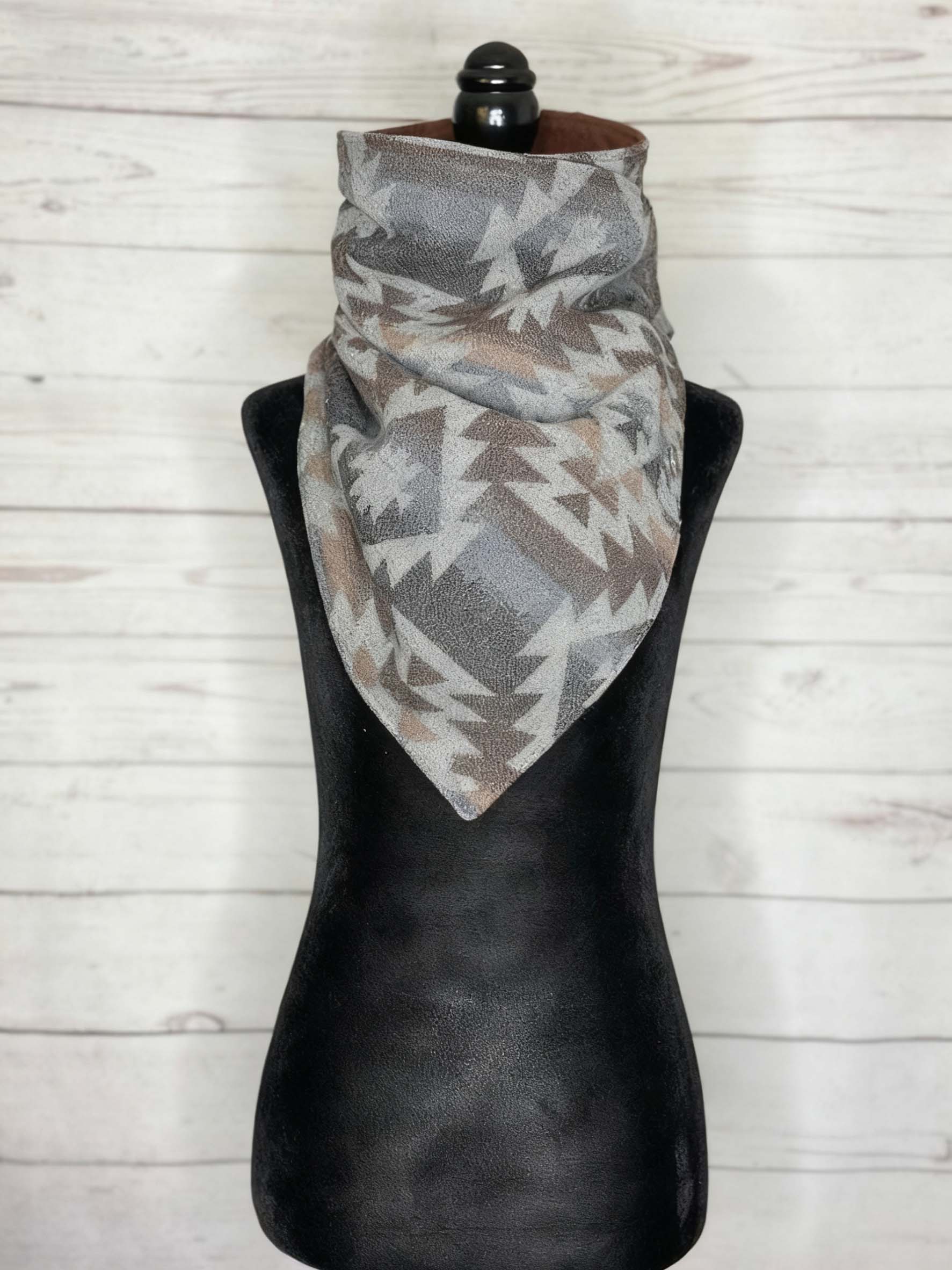 Light Grey Aztec Warm Neck Hood