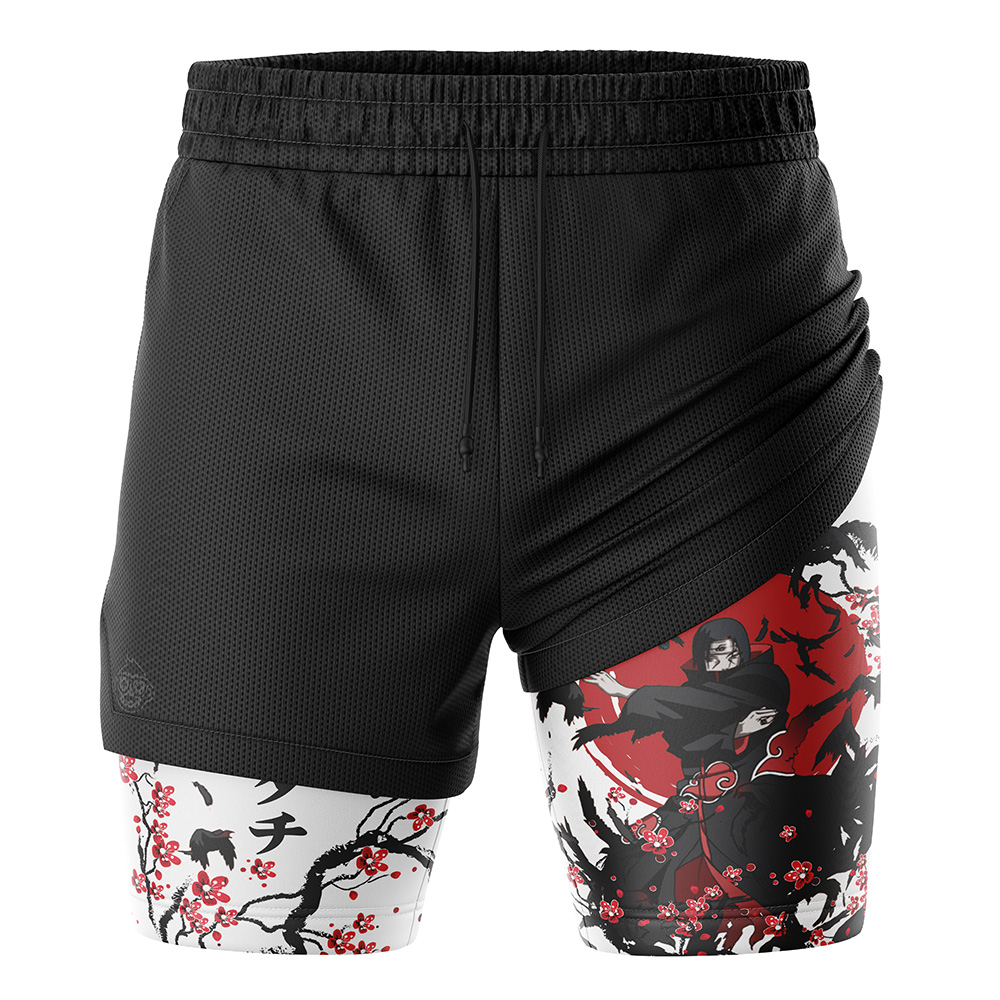 Itachi Uchiha V4 Cherry Blossom Shippuden 2-in-1 Performance Shorts