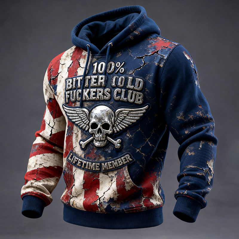100% Bitter Old Fuckers Club Lifetime Member Vintage Print Casual Hoodie