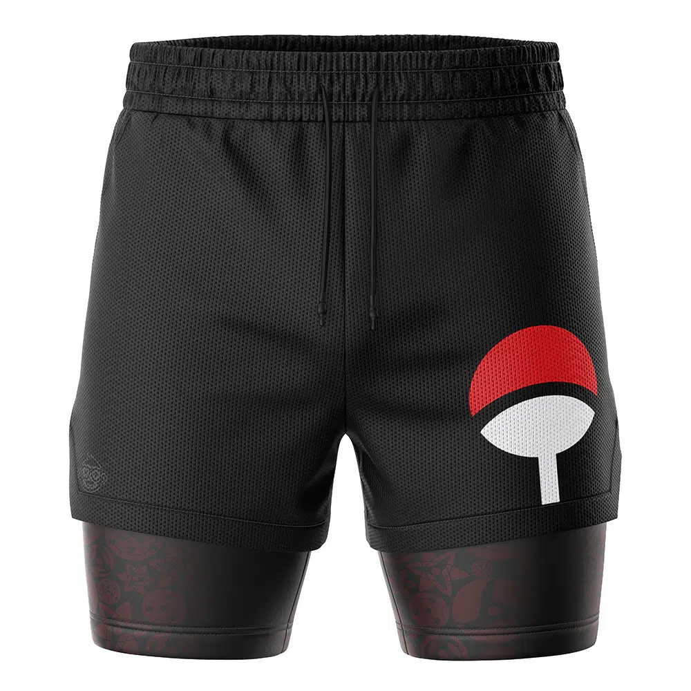 Uchiha Symbol Black Shippuden 2-in-1 Performance Shorts