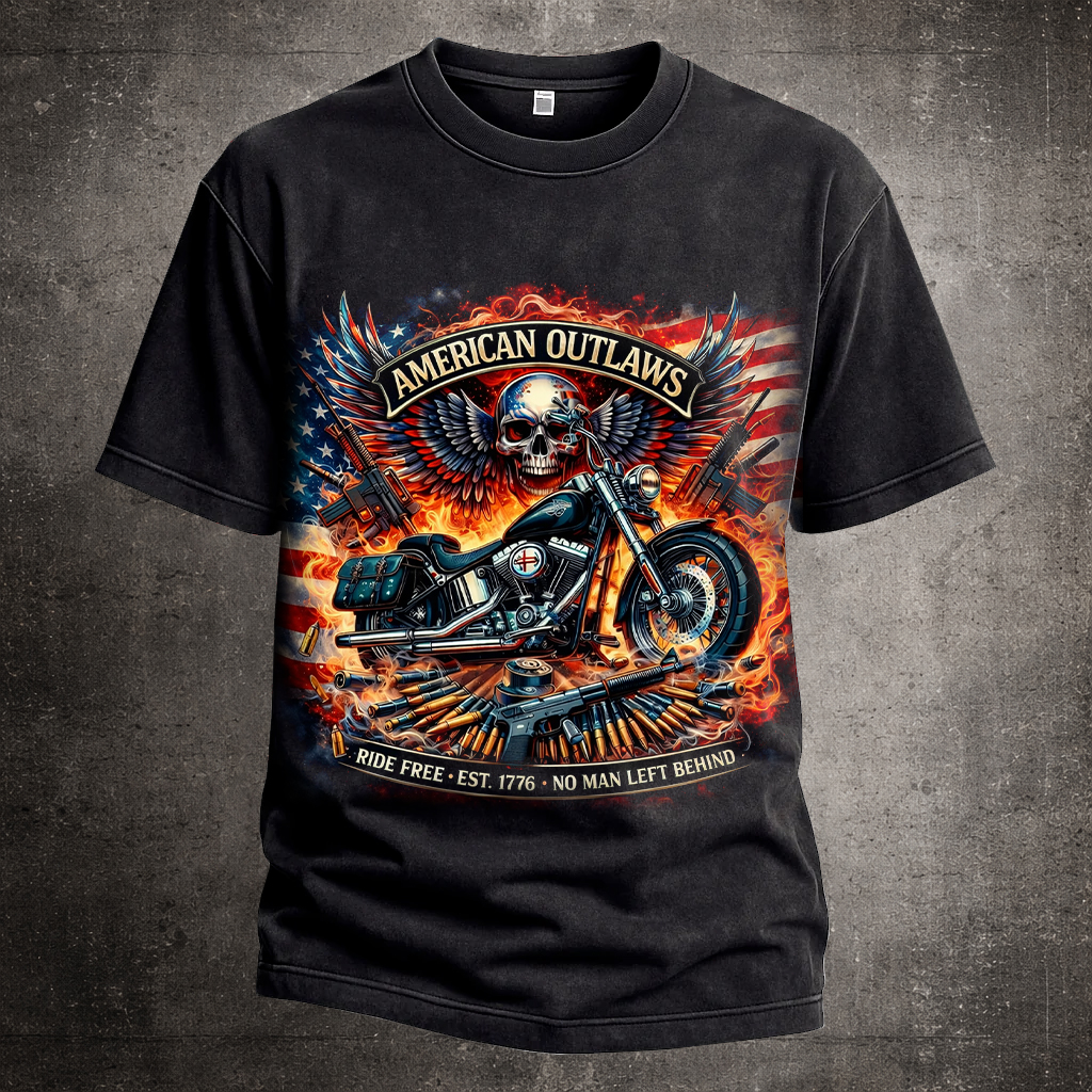 American Outlaws Printed Casual Short Sleeve T-Shirt