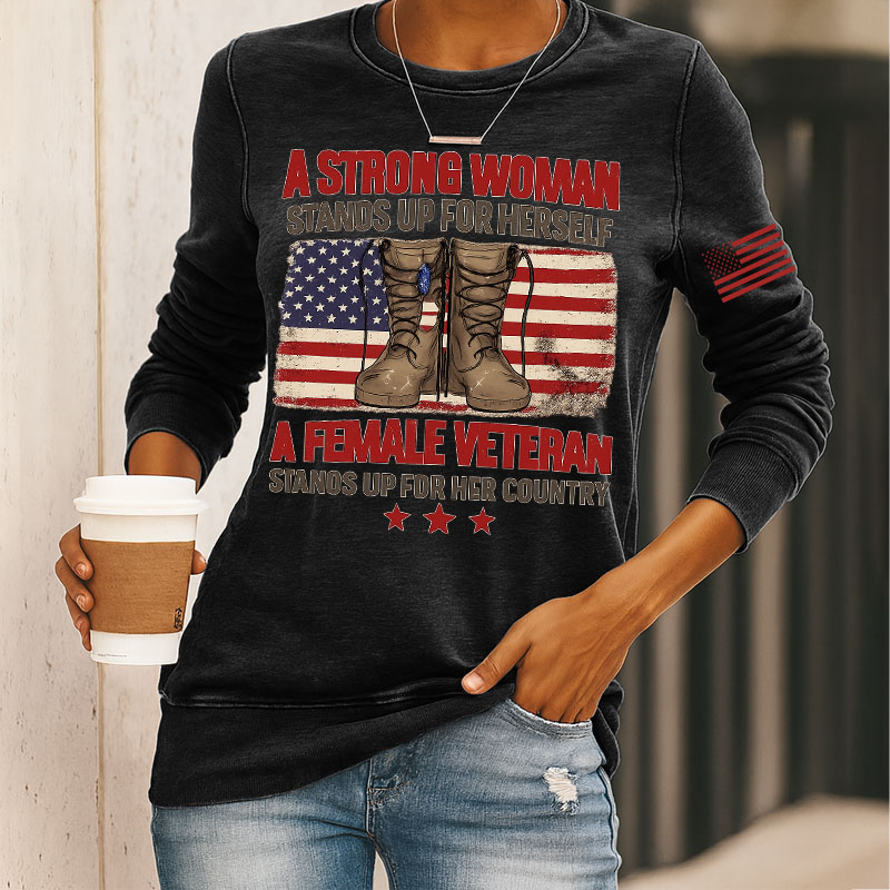 Female Veterans Print Long Sleeve Sweatshirt