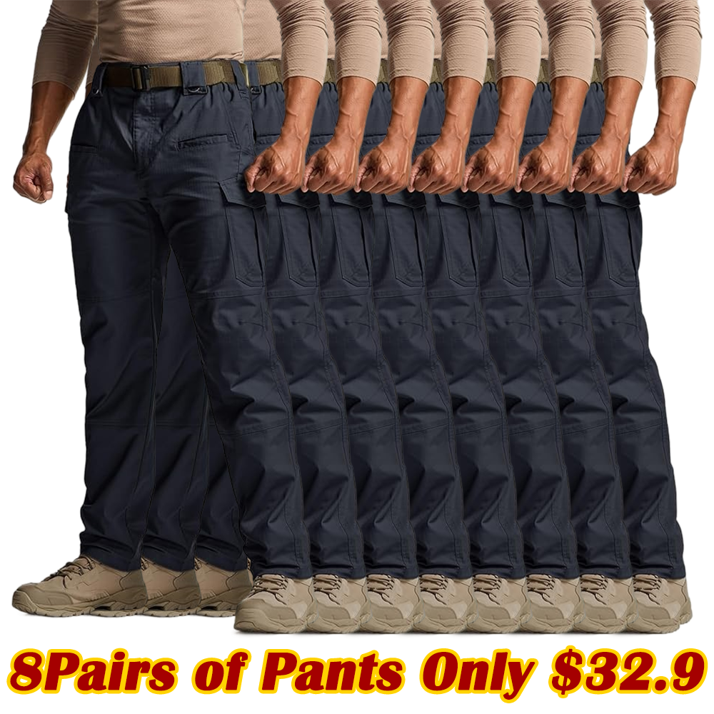 Men's Flex Stretch Tactical Pants, Water Resistant Ripstop Cargo Pants