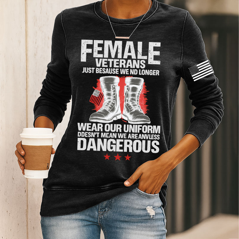 Female Veterans Print Long Sleeve Sweatshirt