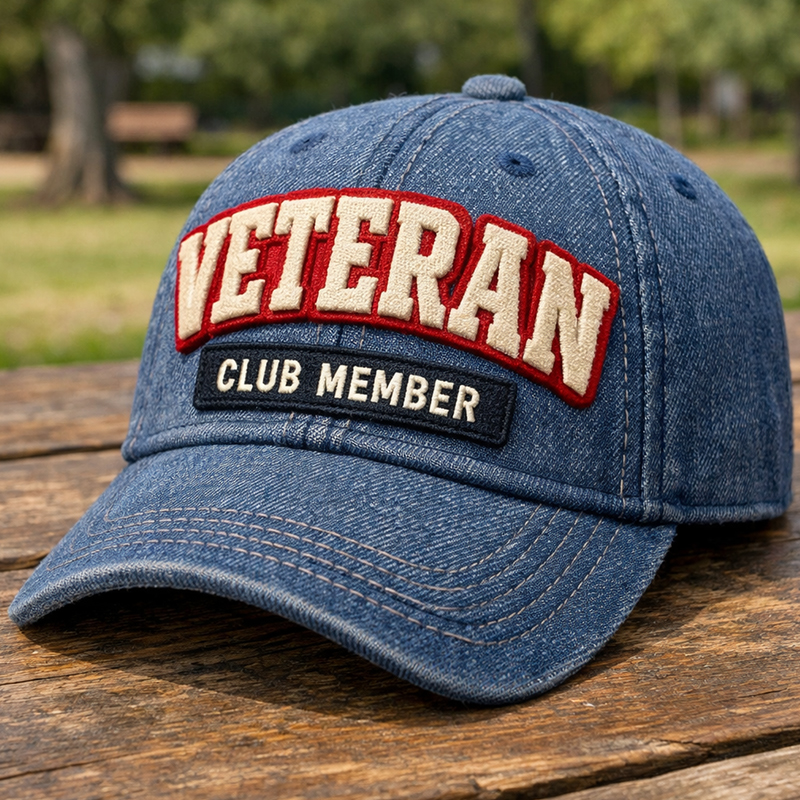 Retro Veteran Club Print Casual Hat