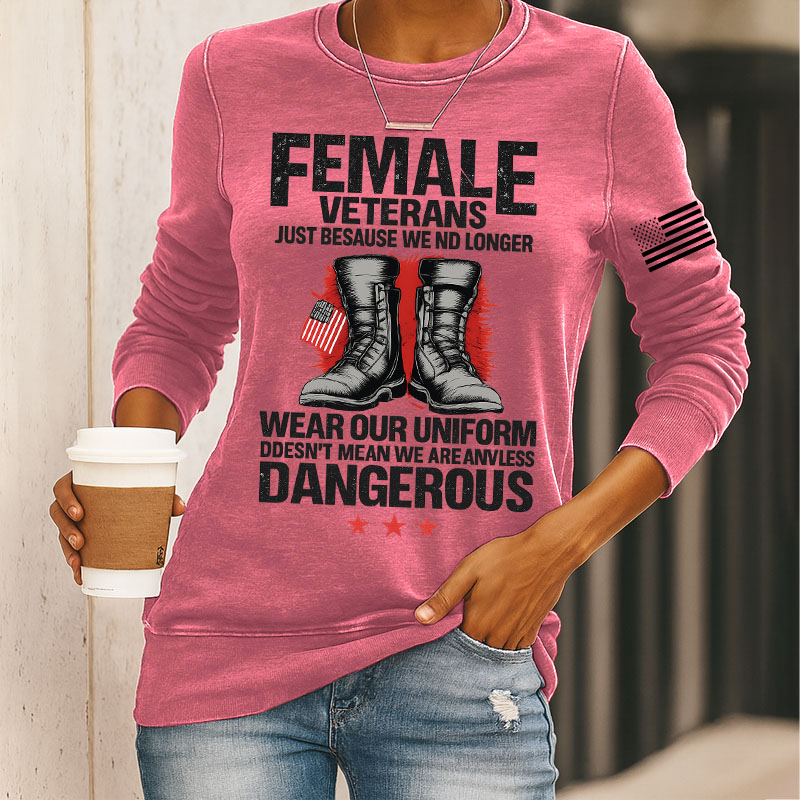 Female Veterans Print Long Sleeve Sweatshirt