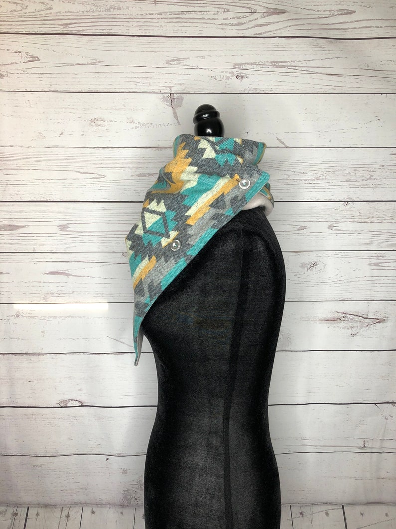 Turquoise Western Aztec Warm Neck Hood