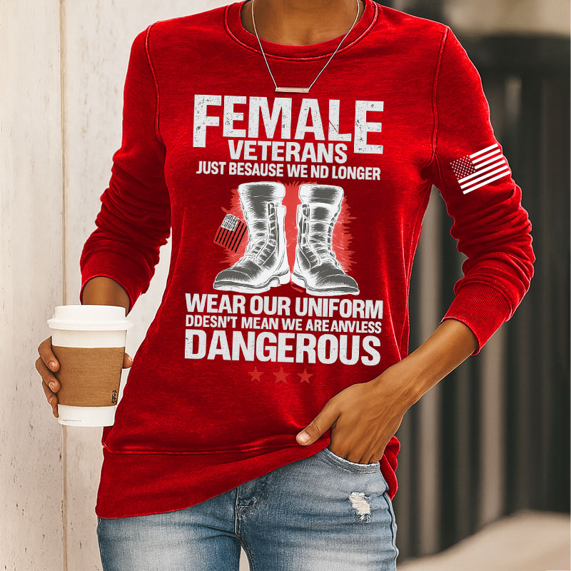 Female Veterans Print Long Sleeve Sweatshirt