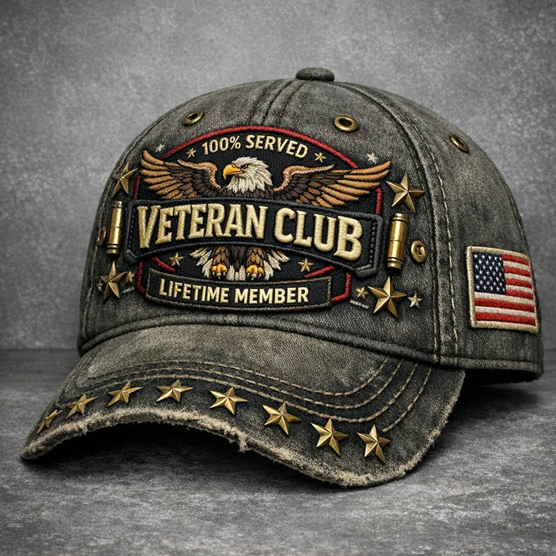 Veteran Club Retro Print Casual Hat