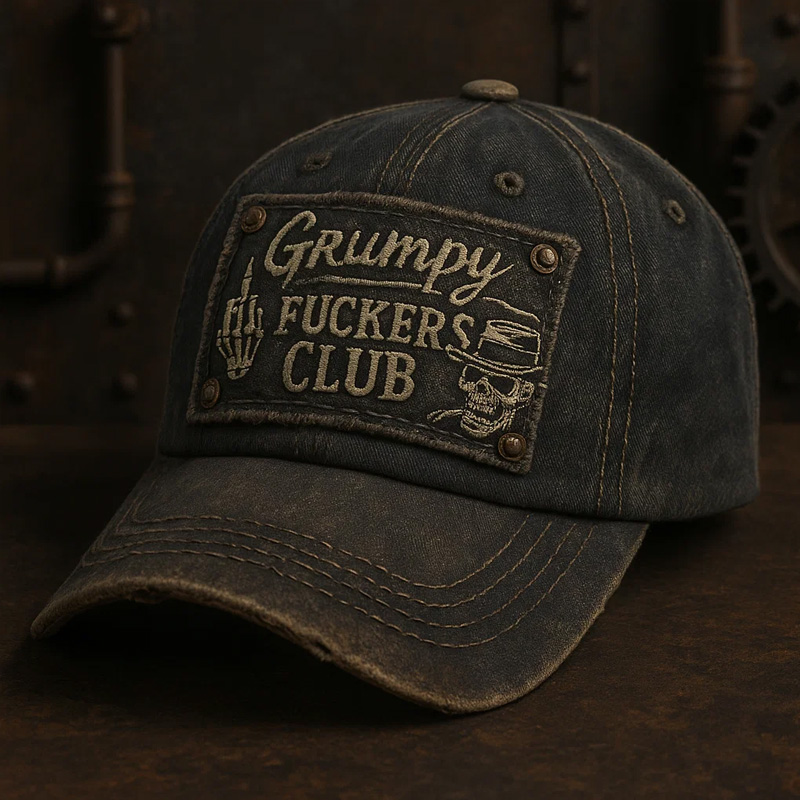 Funny Retro Old Man Club Print Casual Hat