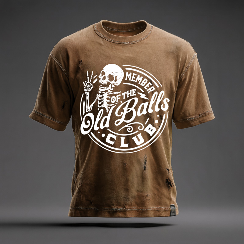 Men's Retro Funny Old Man Club Print Casual Short-Sleeved T-shirt