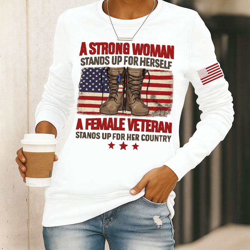 Female Veterans Print Long Sleeve Sweatshirt