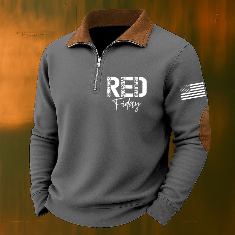 Men's Red Friday Casual Zipper Sweatshirt