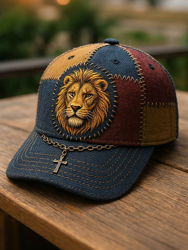 Men's Colorblock Lion Faith Print Baseball Cap