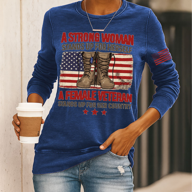 Female Veterans Print Long Sleeve Sweatshirt