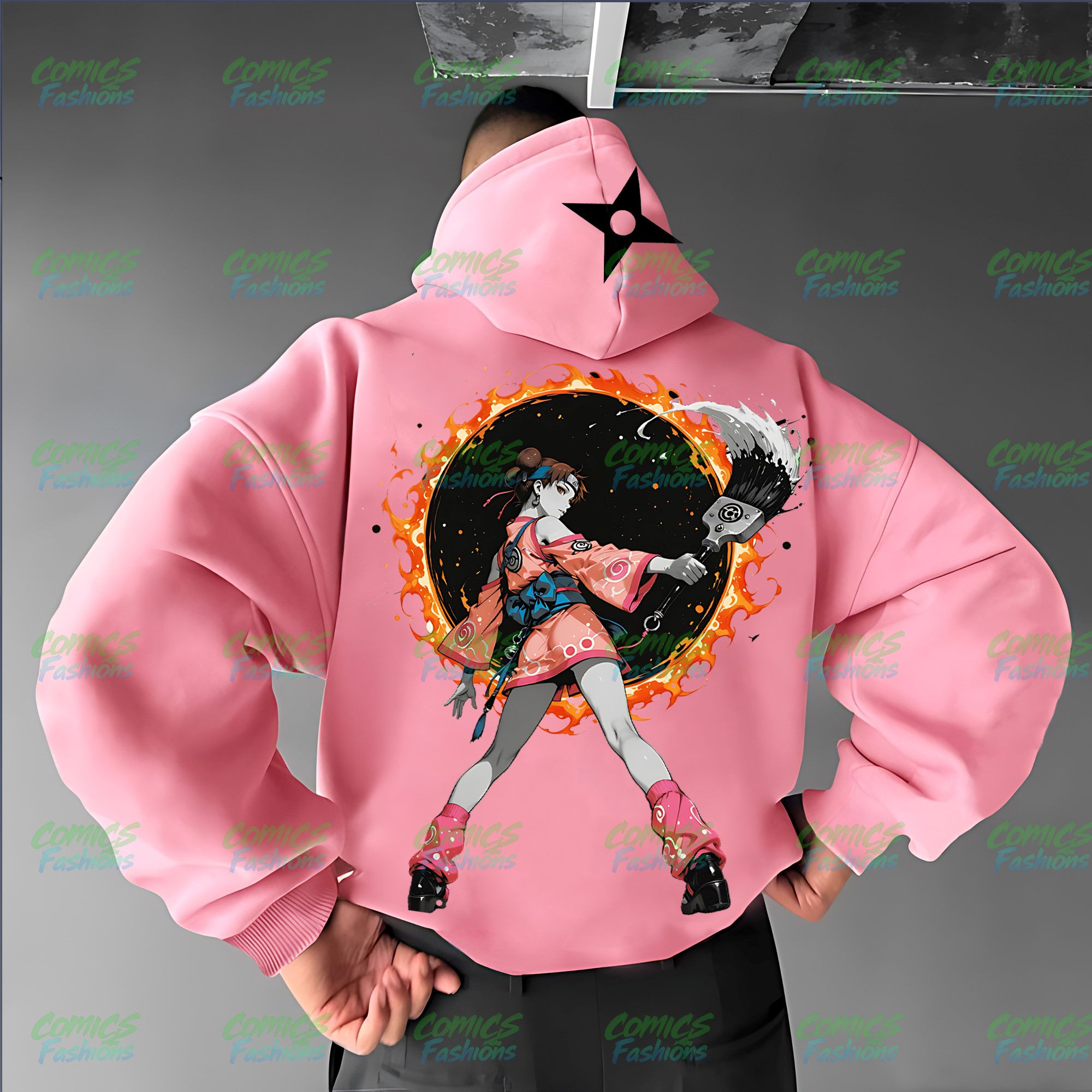 Plus Velvet Unisex Anime Graphic Streetwear Vintage Hoodie